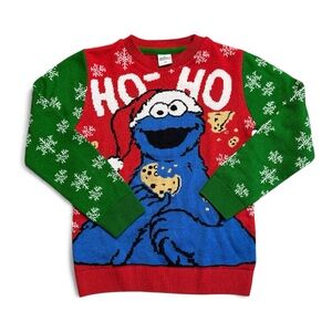 Ugly Christmas Sweater “Cookie Monster” Sesame Street Kids Ugly Sweater Size Med